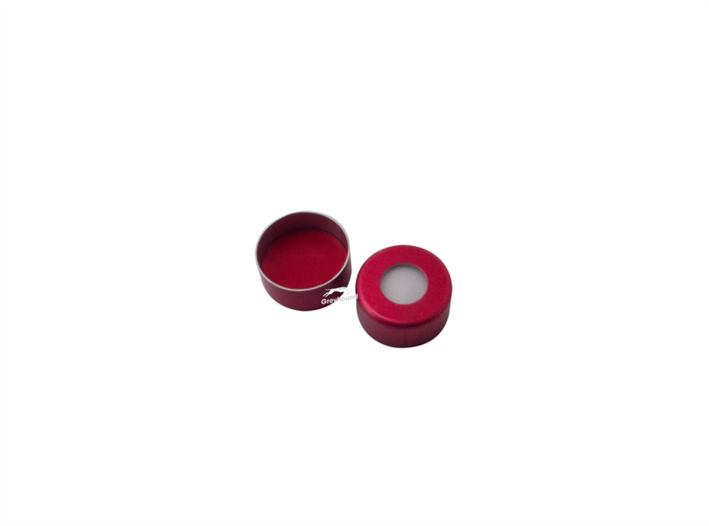 Picture of 11mm Aluminium Cap, Red with Red PTFE/White Silicone/Red PTFE Setpa, 1mm (Shore A 45)